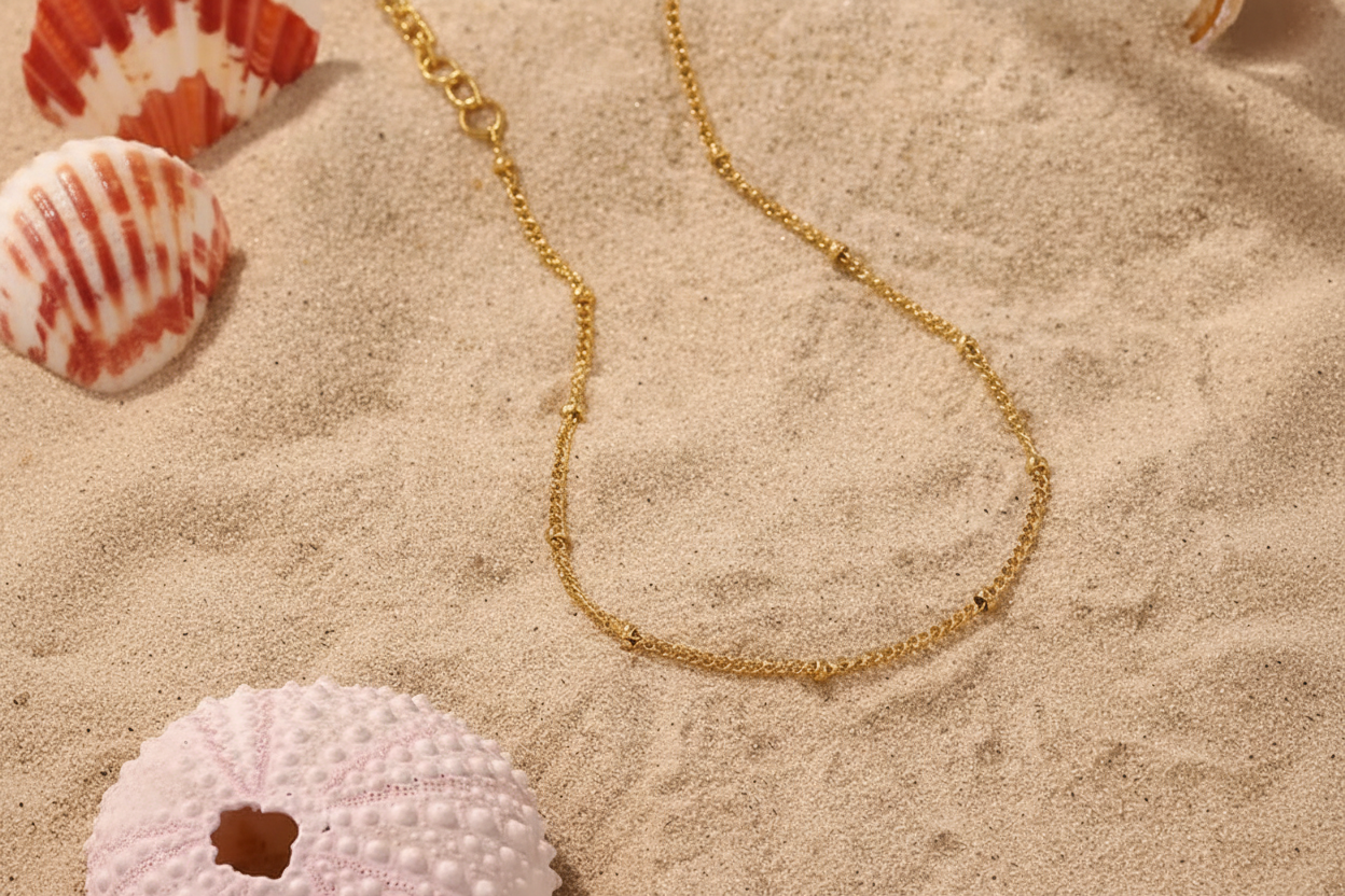 Golden Whisper Beaded Anklet