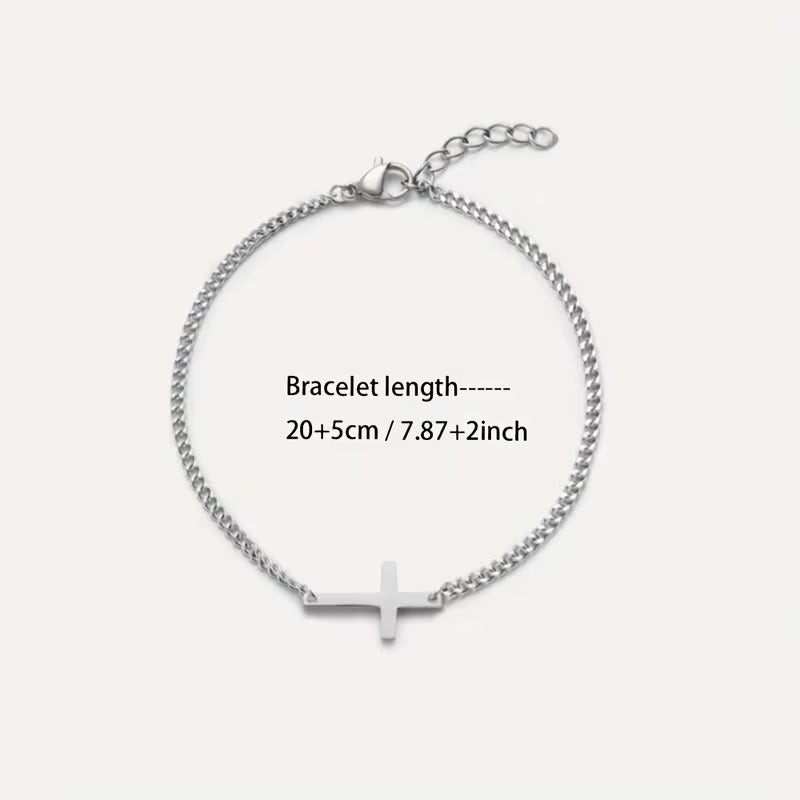 Men’s 304 Stainless Steel Minimalist Cross Bracelet