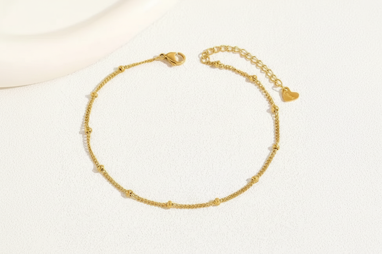 Golden Whisper Beaded Anklet