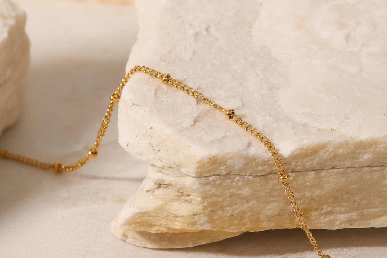 Golden Whisper Beaded Anklet