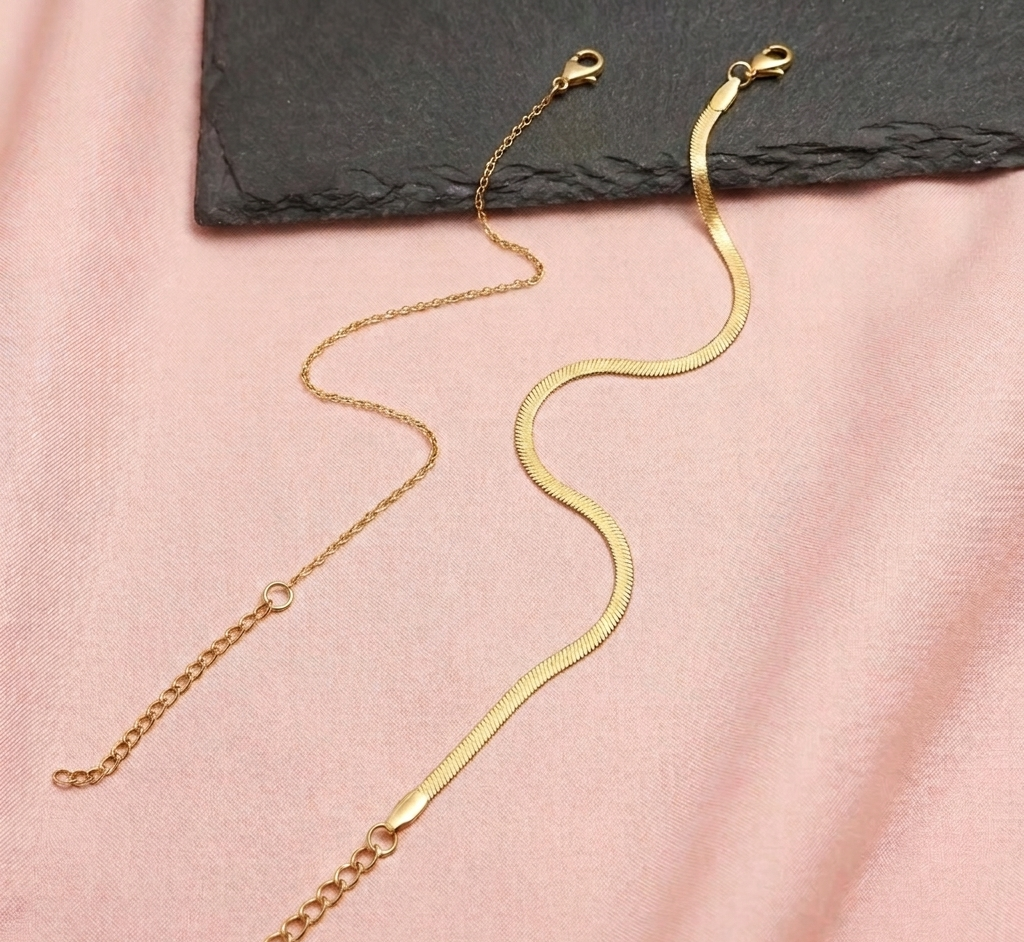 Golden Glow Layered Anklet Set (2 Piece)
