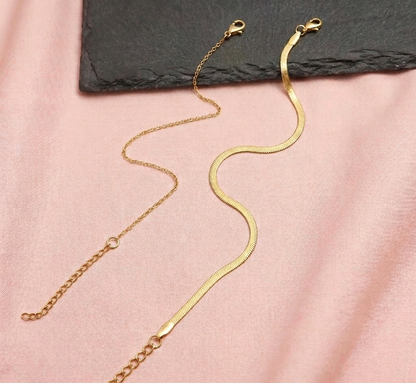 Golden Glow Layered Anklet Set (2 Piece)