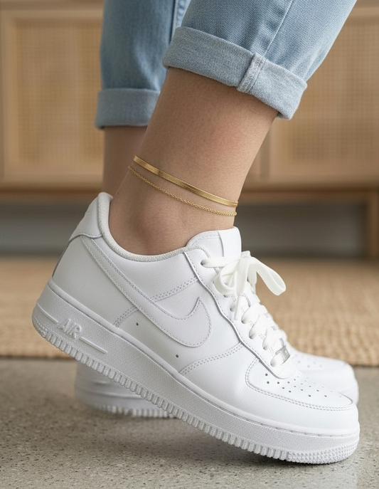 Golden Glow Layered Anklet Set (2 Piece)