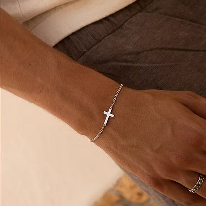 Men’s 304 Stainless Steel Minimalist Cross Bracelet