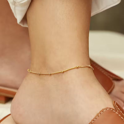 Golden Whisper Beaded Anklet