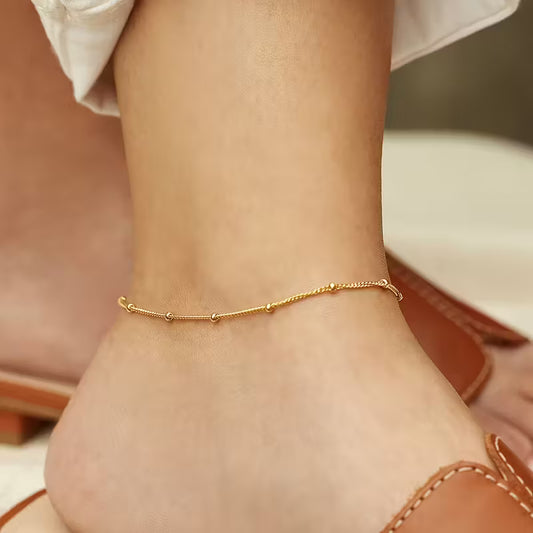 Golden Whisper Beaded Anklet
